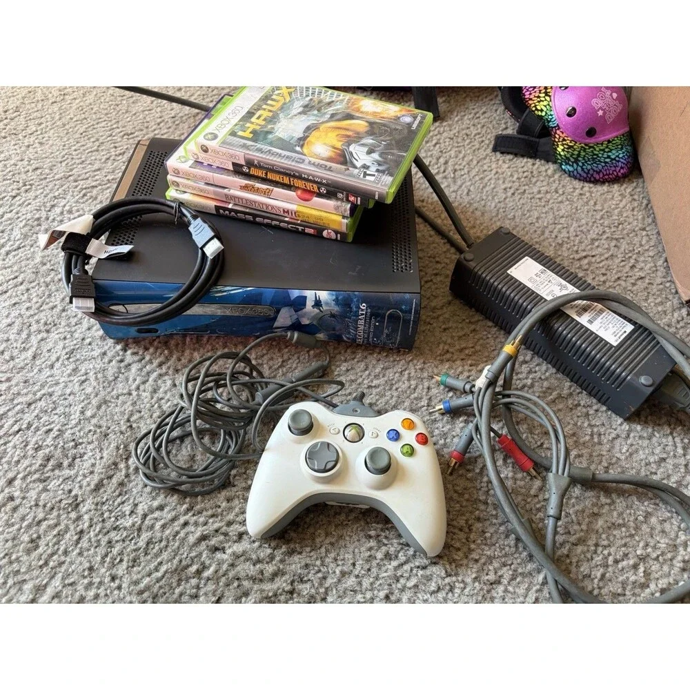 Xbox 360 Black Console / Limited Edition Face Plate Ace Combat Black BUNDLE